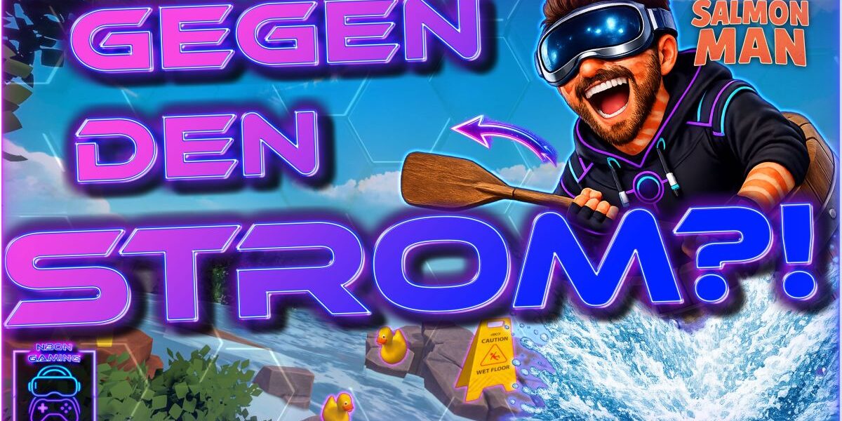 Salmon Man VR Gameplay Deutsch mit Paddeln gegen die Strömung auf Meta Quest 3
